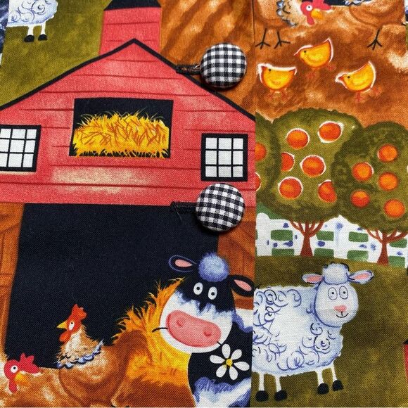 Handmade Farm Life Vest Lace Collar Gingham Buttons Corduroy Back Sz S - Picture 8 of 12